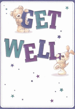 With its joyful artistry, this get well card beautifully encapsulates the nurturing atmosphere often found in West Kensington's green spaces and welcoming homes. Front and centre, a sweet teddy clings playfully to the top of the bold 'GET' lettering, while a spirited puppy offers a soft nuzzle to the 'WELL' below-an endearing tableau that exudes compassion and support. The figures' round, inviting forms and animated faces spark an instant sense of comfort, reminiscent of the friendly service at West Kensington Florist. Indigo and teal text pops brightly against a crisp, white background, enhancing the freshness, clarity, and hope so essential to recovery. Sprinkled stars-each painted in gradients of purple and blue-add a subtle touch of magic, recalling the starlit evenings that grace Kensington's historic avenues. The illustrated textures, from plush bear fur to the velvet smoothness of the pup's ears, invite the touch as surely as a luxuriously soft bouquet. This card, imbued with care and optimism, becomes the perfect companion to send get well wishes to loved ones across the W14 district.