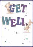 Overflowing with gentle optimism, this get well card features two irresistible characters-a cuddly teddy bear and an eager puppy-whose playful energy transforms a simple message into a memorable gesture perfect for West Kensington friends and neighbours. The dynamic duo balances oversized, colourful 'Get Well' letters set in rich tones of indigo and teal, their lively presence brightening the cream background as surely as fresh flowers from a skilled local florist. Delicate stars in blue and purple twinkle throughout, adding playful whimsy and a sense of hope that recalls childhood evenings beneath London's city lights. The card's illustration invites a sensory connection: from the plush bear fur to the soft, inviting ears of the puppy, it feels both reassuring and joyful. Designed as more than just a card, this miniature celebration of support creates a lasting impression, ensuring loved ones in West Kensington experience a wave of comfort and kindness as gentle as a breeze down North End Road.